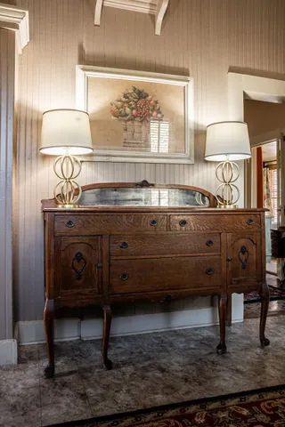 a living room with a table