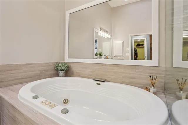 a bathroom with a bathtub