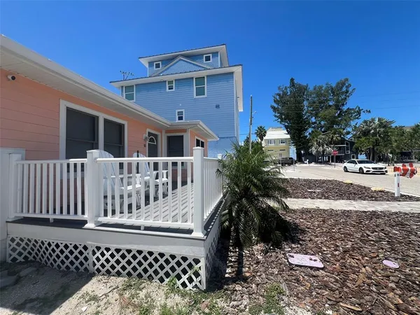 a view of a deck with a fence