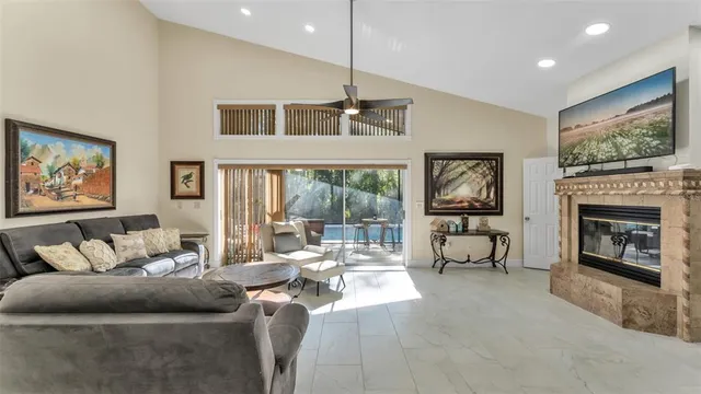 a view of a swimming pool with a patio