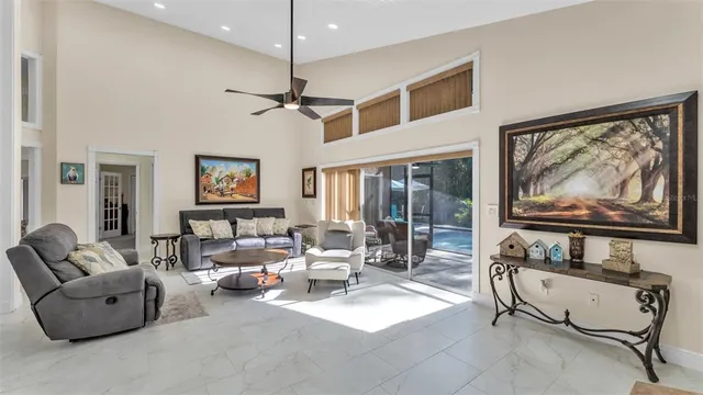 a front view of a house with patio