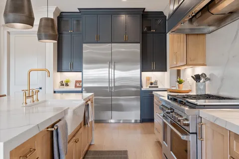 a workspace with furniture and a window