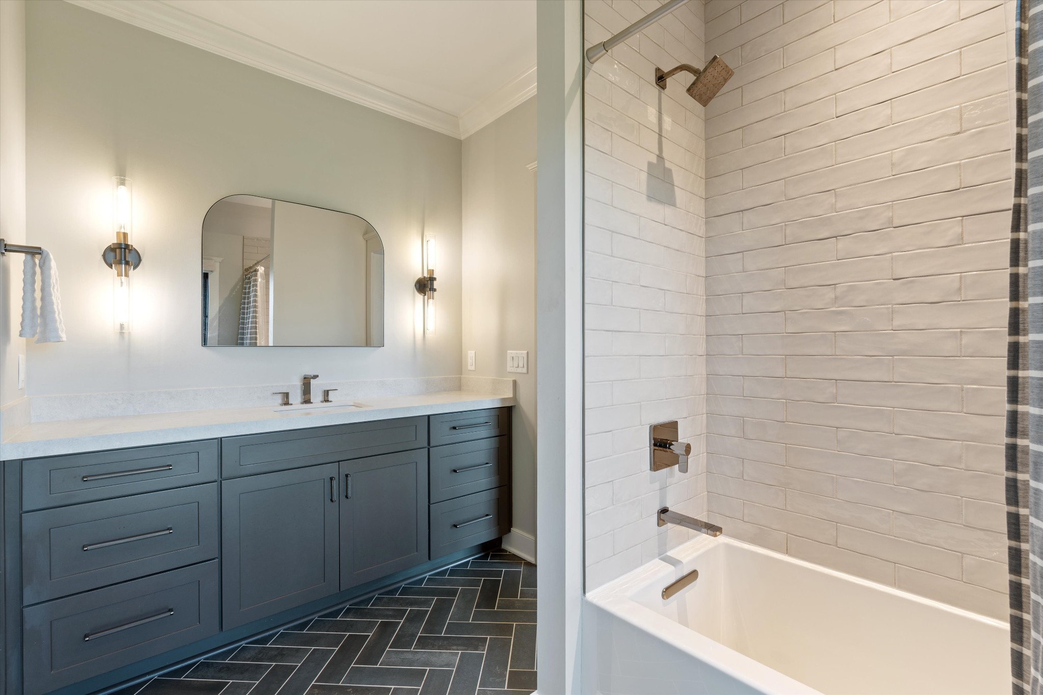 2996 South Rutland Road Mount Juliet, TN 37122 - Photo 45 of 89 a bathroom with a double vanity sink and mirror with bathtub