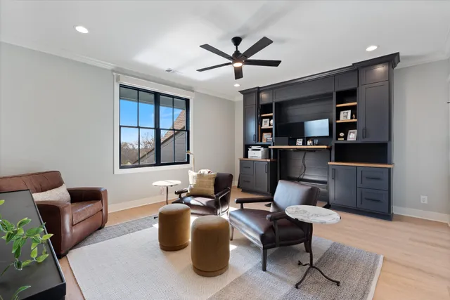 a view of a lake with a yard