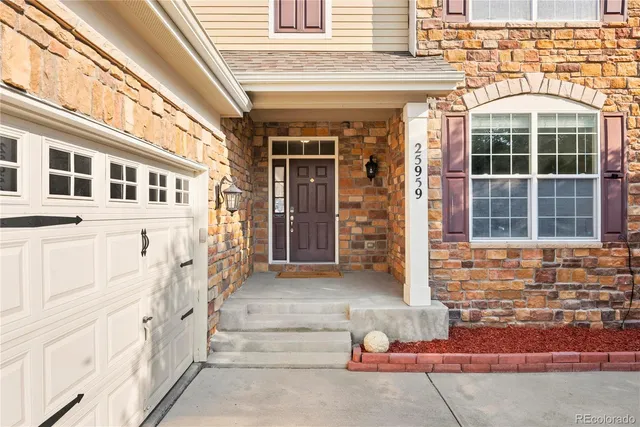 a front view of a building with a entrance