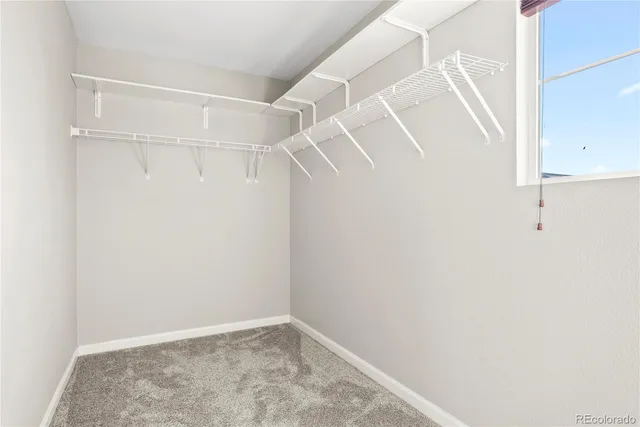 a view of an empty walk in closet