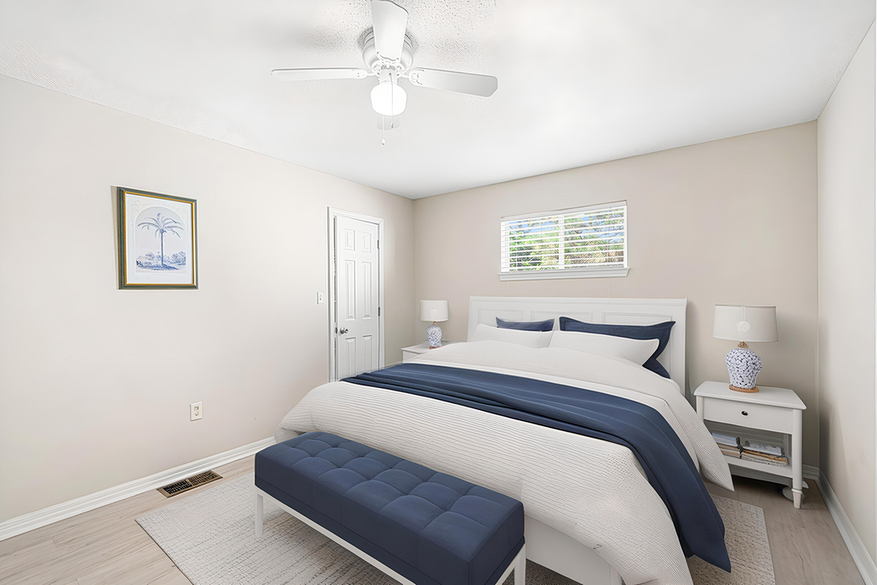 42 Vía Largo, Unit 7B Santa Rosa Beach, FL 32459 - Photo 10 of 36 a bedroom with a bed and a chandelier