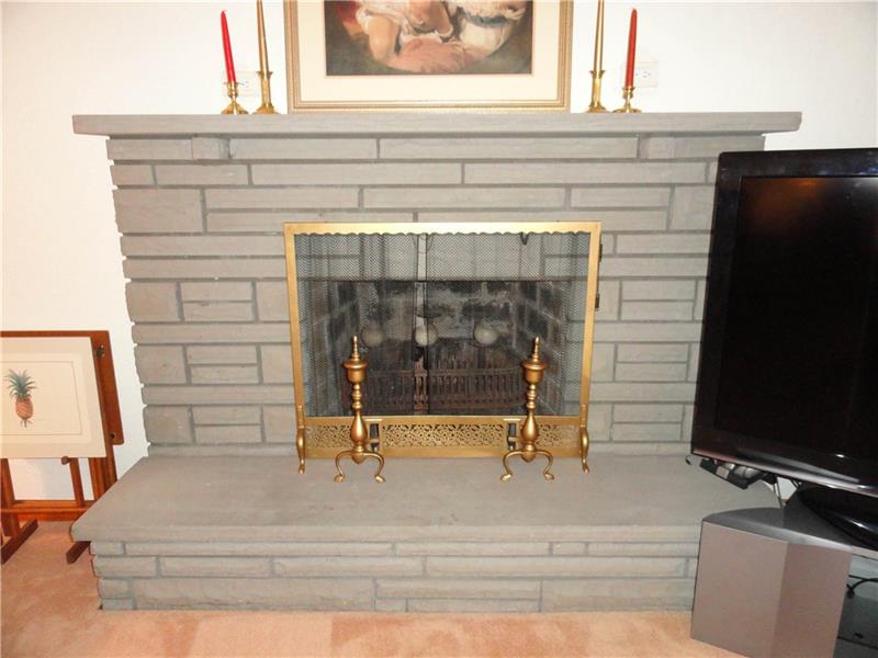 Wood burning brick fireplace