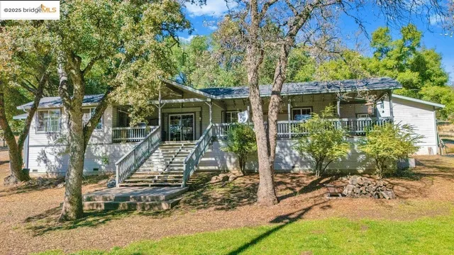 front view of a house with a tree