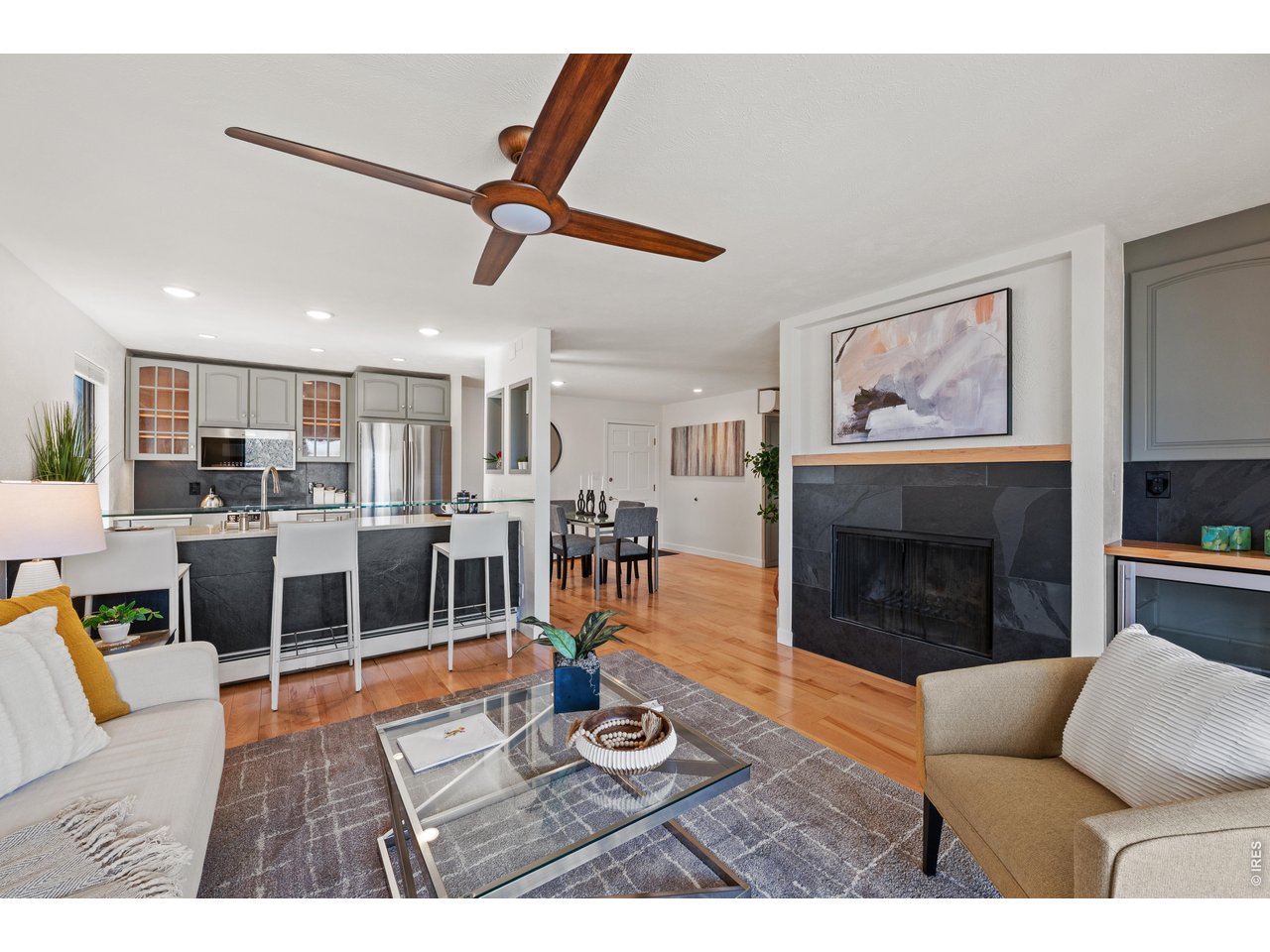 3363 Oneal Parkway, Unit 35 Boulder, CO 80301 - Photo 1 of 44 Renovated Fireplace, added Bar/Beverage Cooler and Island.