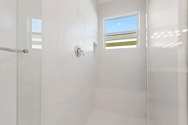 a bathroom with a window