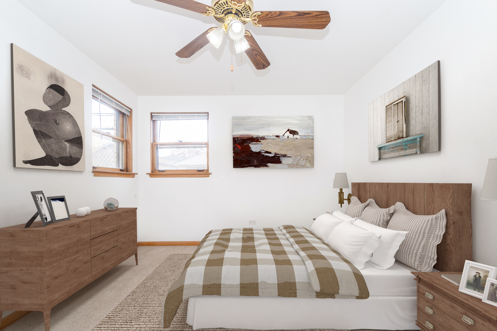 7418 North Harlem Avenue, Unit 2 Chicago, IL 60631 - Photo 6 of 10 a bedroom with a bed and a painting on the wall