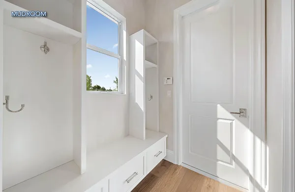 a bathroom with a bathtub and shower
