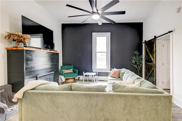 a view of a dining area with furniture