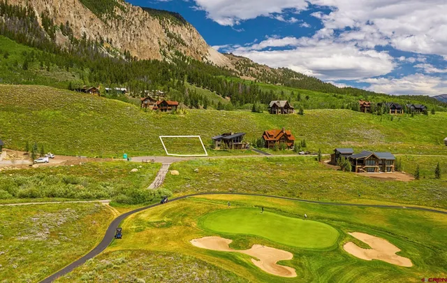 a view of a lake with a houses