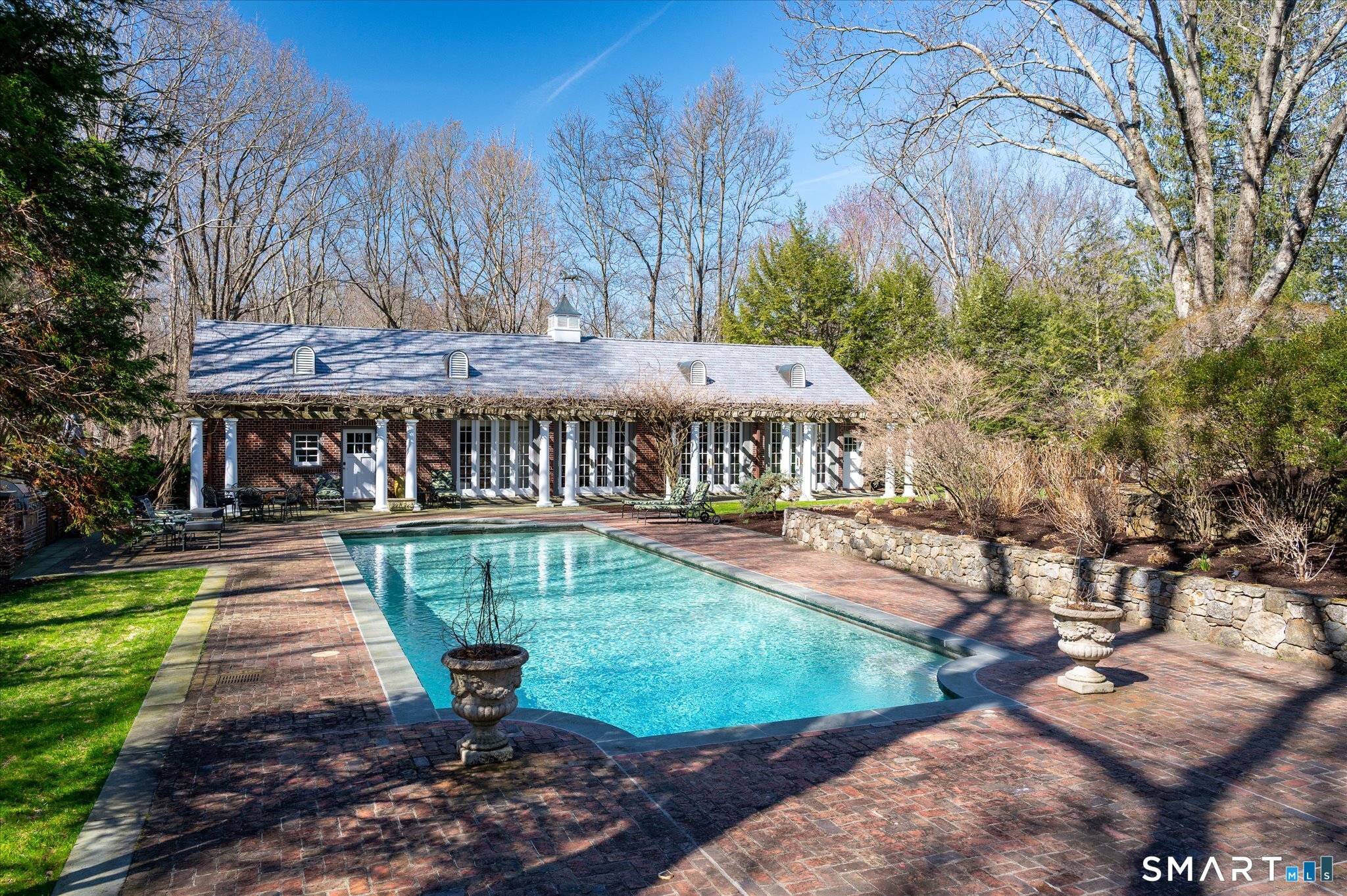214 Good Hill Road Weston, CT 06883 - Photo 11 of 37 a view of a house with backyard and sitting area
