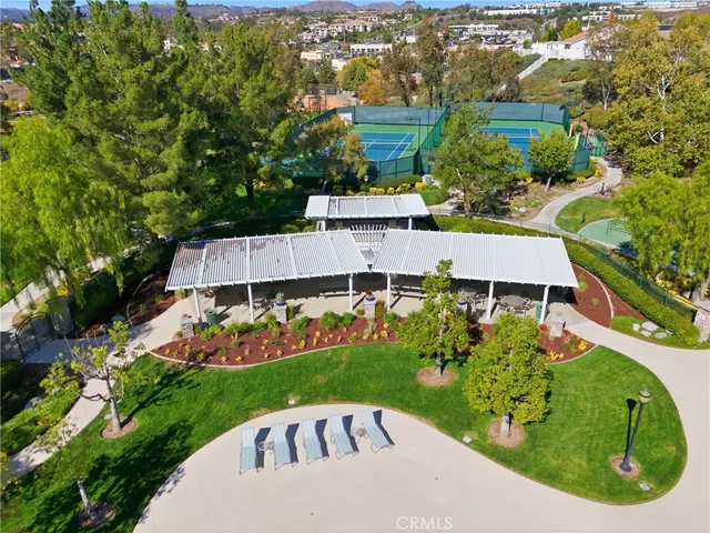 an aerial view of a house