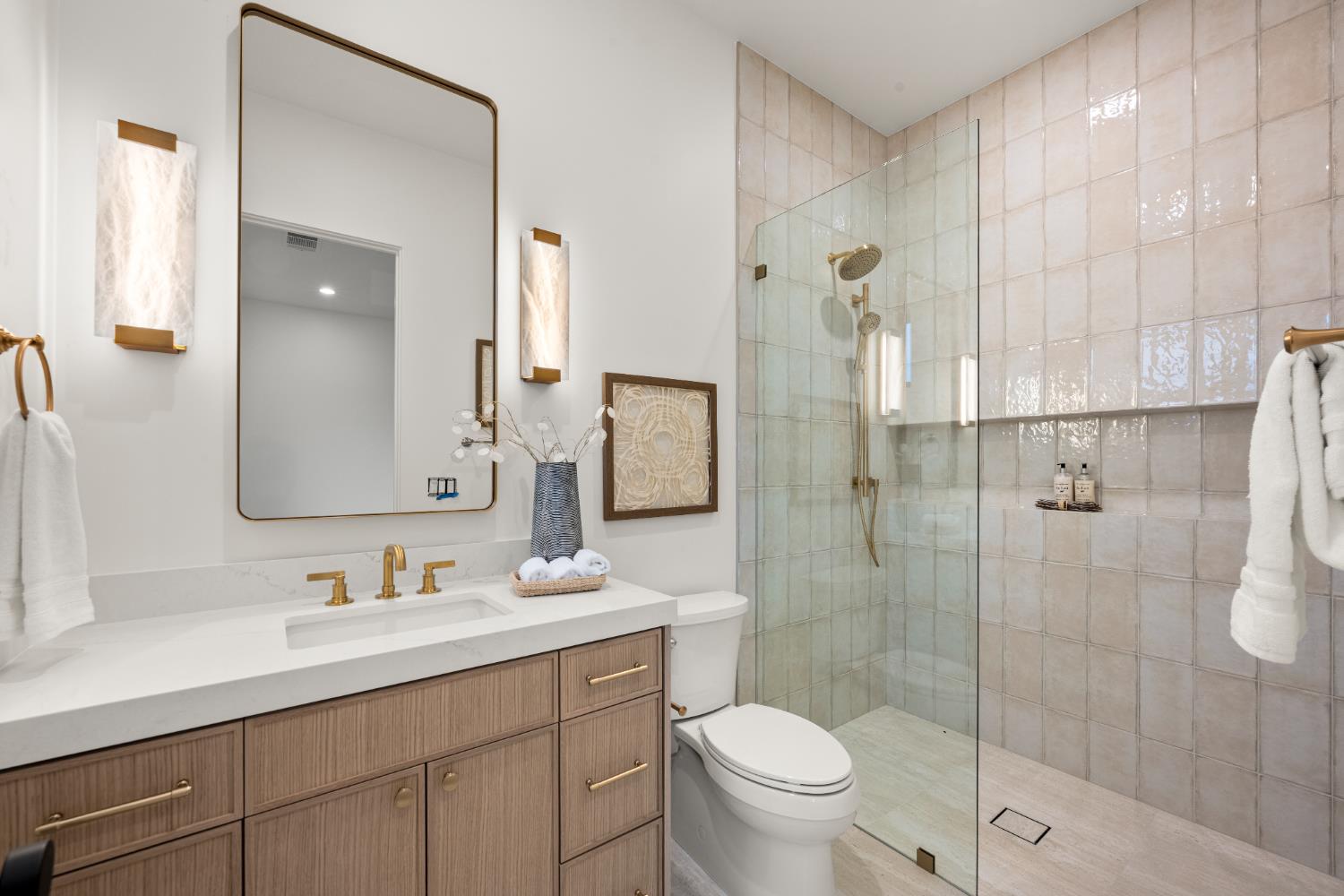 3140 Rattlesnake Road Newcastle, CA 95658 - Photo 24 of 78 a bathroom with a shower sink vanity mirror and toilet