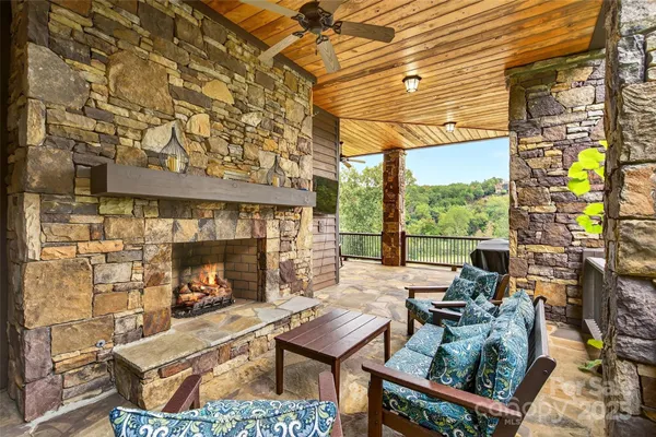 a view of a patio on the deck