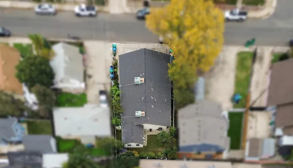 an aerial view of a house