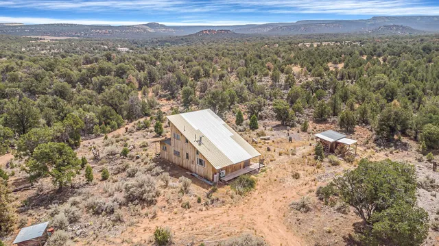 a view of a terrace with a mountain