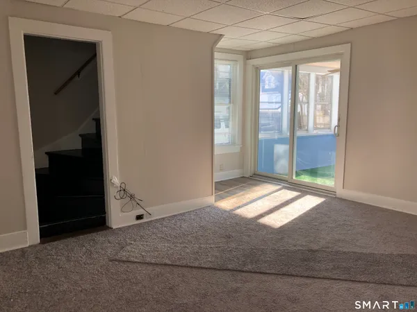 an empty room with windows