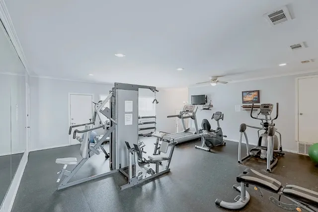 a view of a room with gym equipment