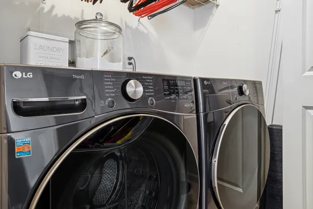 an outdoor view of washer and dryer