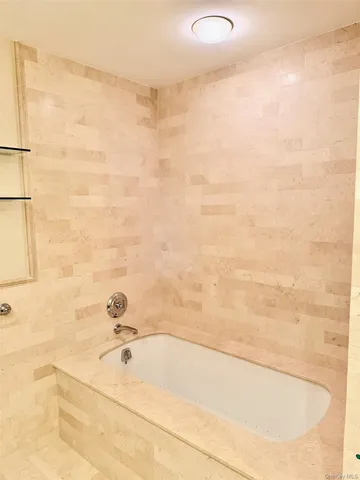 a bathroom with a bathtub