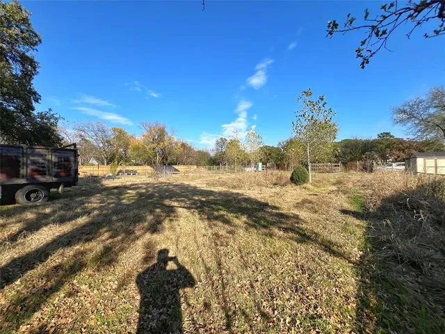 a view of a yard with trees