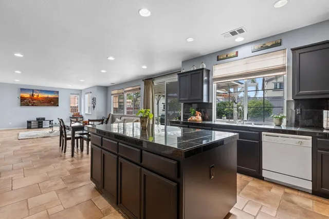 a kitchen with lots of counter top space