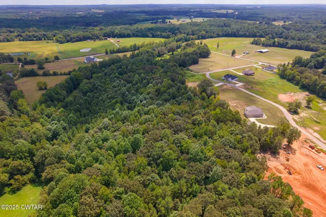 an aerial view of residential houses with outdoor space and river