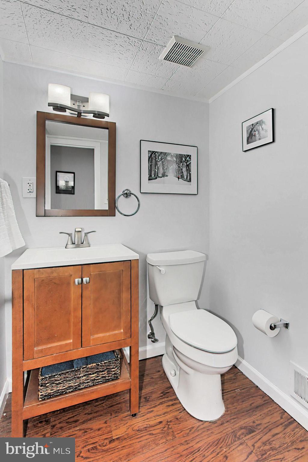 6011 Meriwether Lane Springfield, VA 22150 - Photo 33 of 53 a bathroom with a toilet a sink and mirror