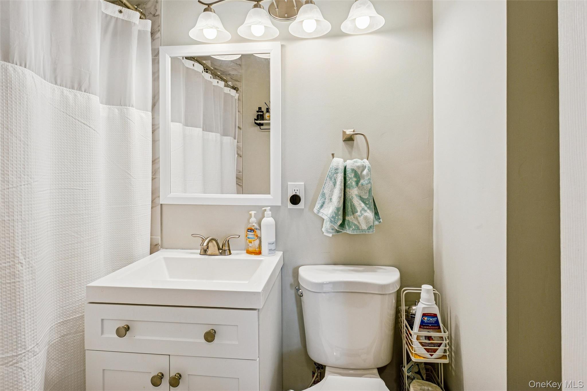 700 Shore Road, Unit 5U Long Beach, NY 11561 - Photo 17 of 21 a bathroom with a sink a toilet and curtain