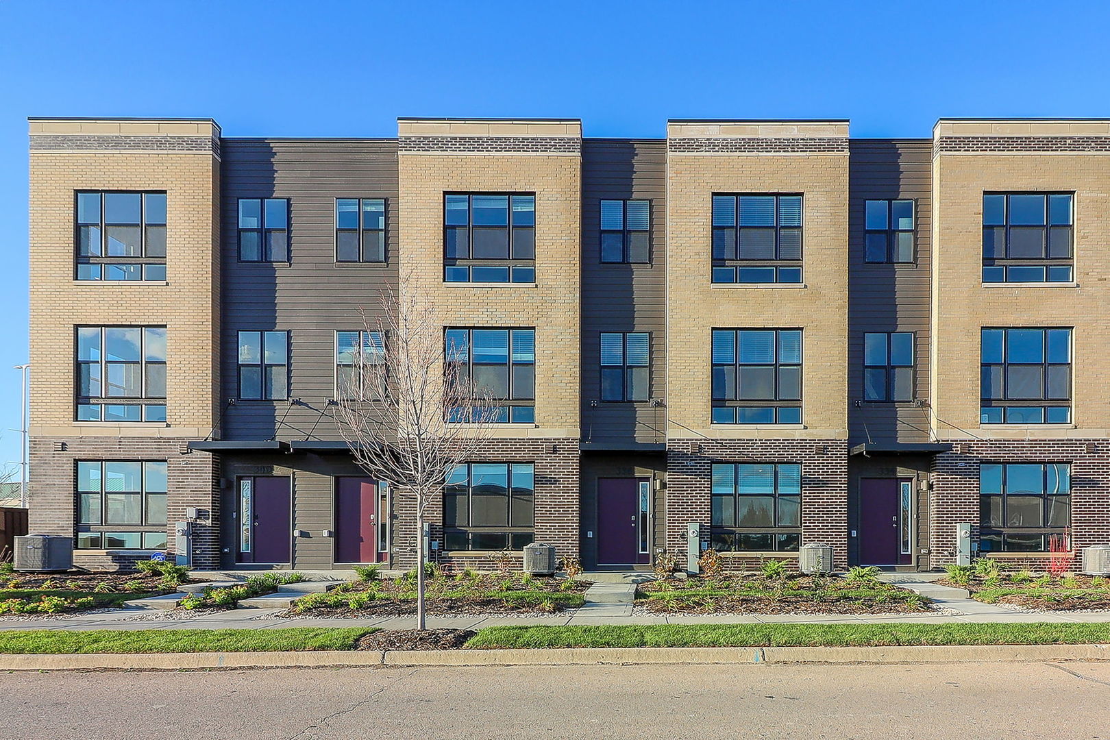 a front view of an apartment building