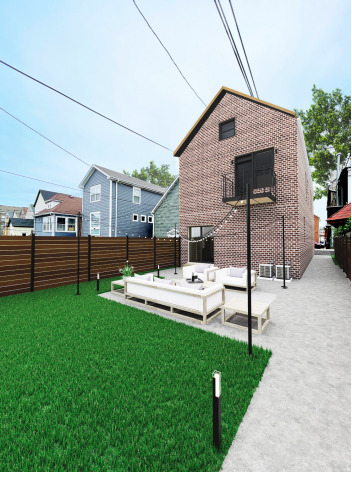 3408 South Carpenter Street Chicago, IL 60608 - Photo 2 of 16 a front view of a house with a garden