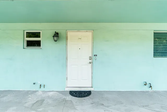 a view of wooden door