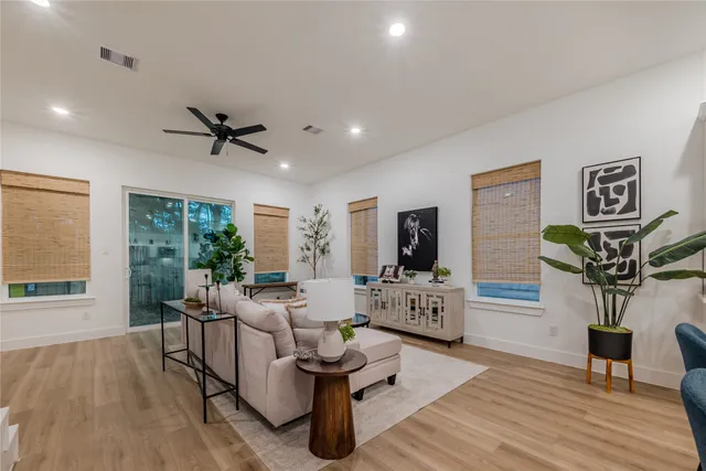 a living room with furniture