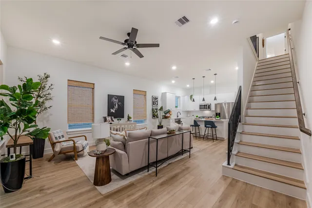 a living room with furniture