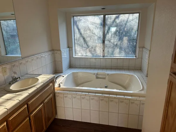 a bathroom with a sink and a bathtub