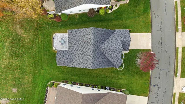 an aerial view of a house