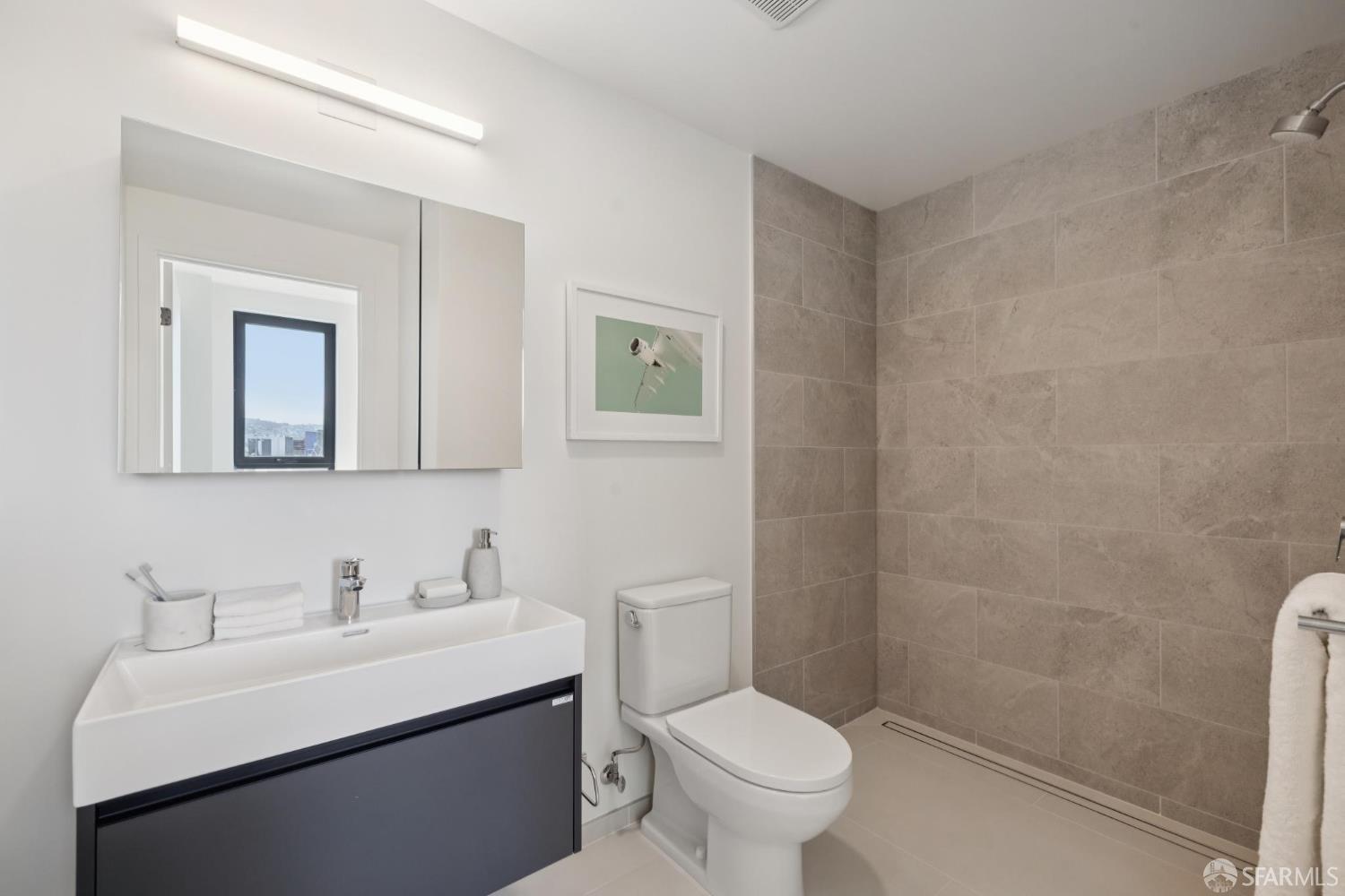 988 Harrison Street, Unit CN9 San Francisco, CA 94107 - Photo 9 of 16 a bathroom with a sink toilet and mirror