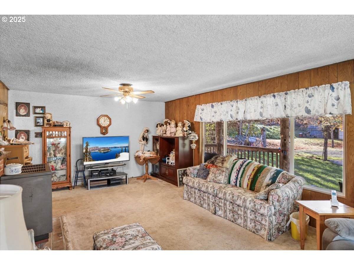 3620 Happy Valley Road Roseburg, OR 97471 - Photo 4 of 25 a living room with furniture a fireplace and a large window