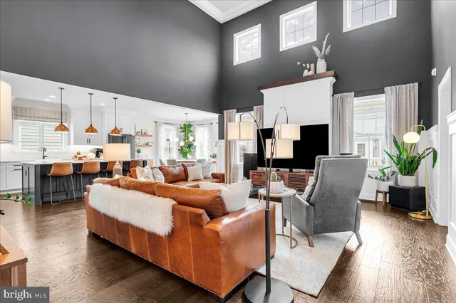 an aerial view of a building with outdoor space