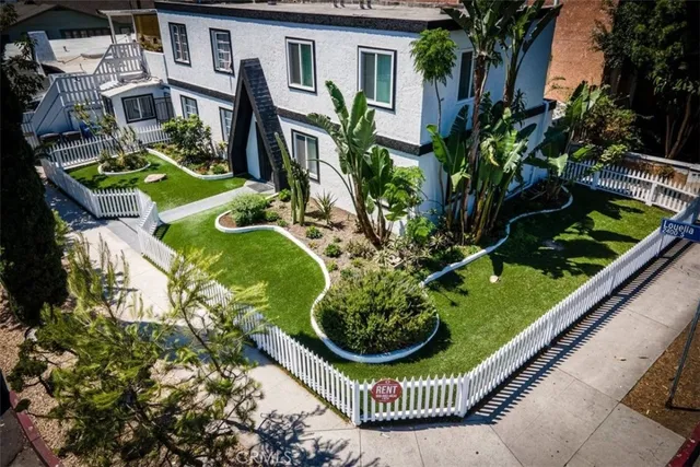 a view of a garden with plants