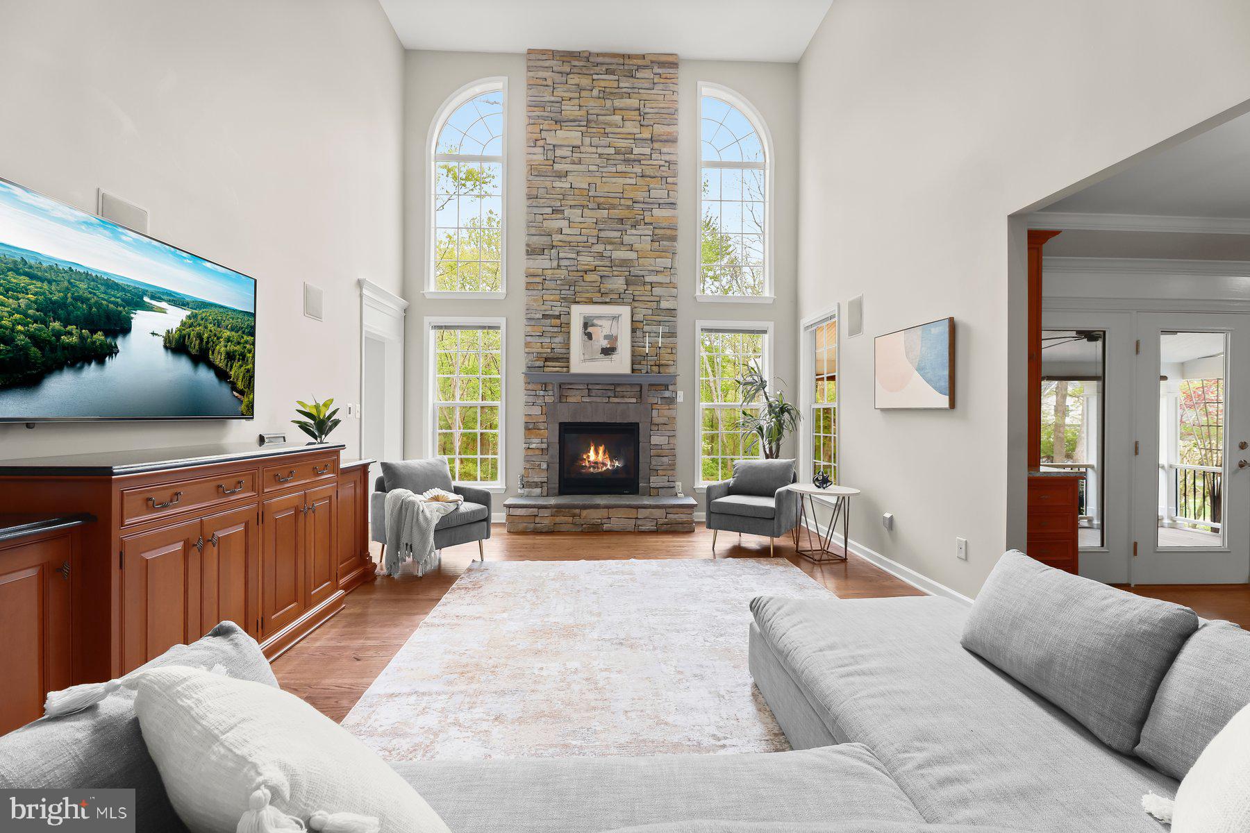 15101 Union Chapel Road Woodbine, MD 21797 - Photo 14 of 95 2 Story Stacked Stone Fireplace