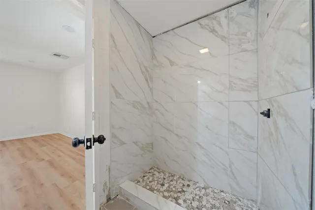 a bathroom with a shower