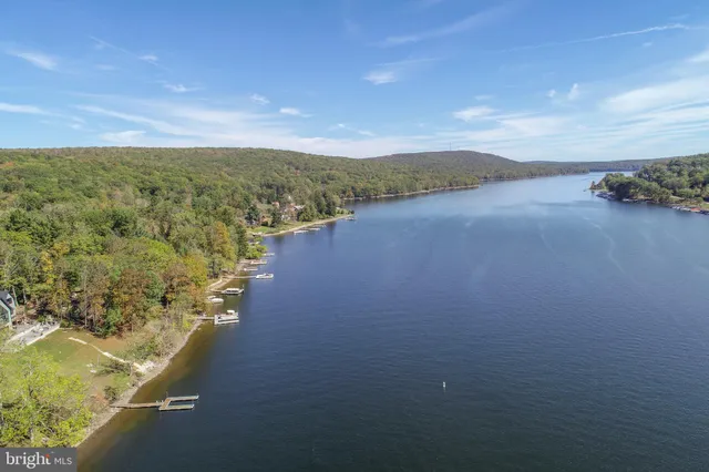 a view of a lake with a mountain