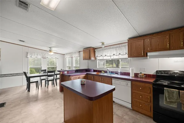a kitchen with lots of counter top space
