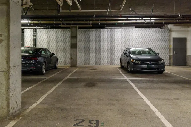 a car parked in a garage